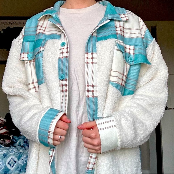 Sherpa and flannel button up! - Picture 1 of 3